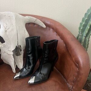 INC International Concepts Black and Silver Heeled Boots